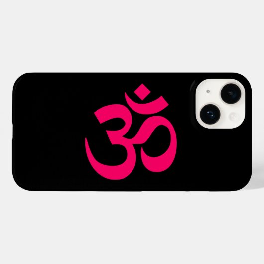 黒とピンクのオームのシンボル Case-Mate iPhoneケース (裏面 (横))