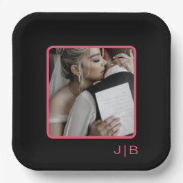 黒とピンクのカスタマイズ可能 ペーパープレート