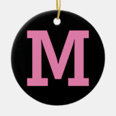 黒とピンクのカスタムイニシャル大無地の文字 セラミックオーナメント (正面)