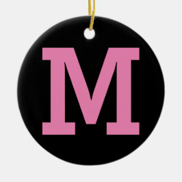 黒とピンクのカスタムイニシャル大無地の文字 セラミックオーナメント