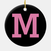 黒とピンクのカスタムイニシャル大無地の文字 セラミックオーナメント (裏面)