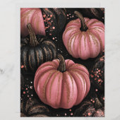 黒とピンクのカボチャのパターンのスクラップブック紙 (正面/裏面)