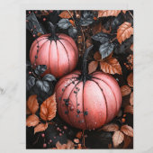 黒とピンクのカボチャのパターンのスクラップブック紙 (正面/裏面)