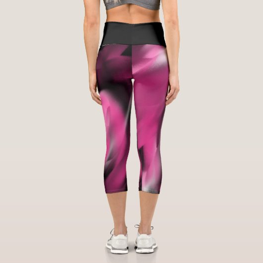 黒とピンクのグラデーション高いウェイストキャプリス カプリレギンス (裏面)