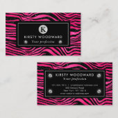 黒とピンクのグリッタータイガーストライプのパターン 名刺 (正面/裏面)