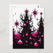 黒とピンクのゴシック様式のクリスマスツリー ポストカード (正面/裏面)