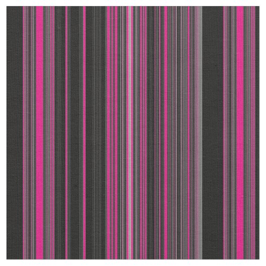 黒とピンクのサ違うイズの縦ストライプ ファブリック (クローズアップ)