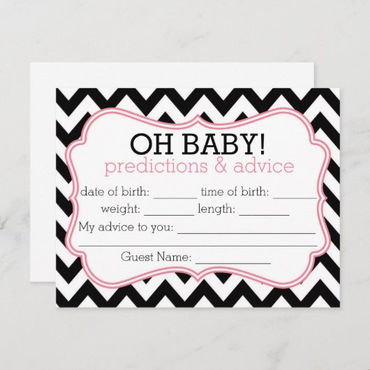 黒とピンクのシェブロンの予測とアドバイスカード アドバイスカード (正面/裏面)
