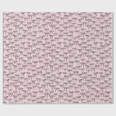 黒とピンクのシンプル弓パターン ラッピングペーパー (フラット)