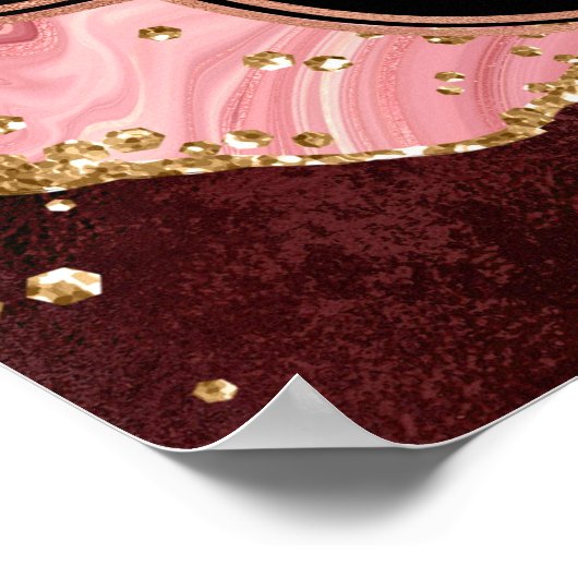 黒とピンクのシークインズアゲイトSweet sixteenへようこそ ポスター (角)