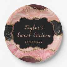 黒とピンクのシークインズアゲートSweet sixteen