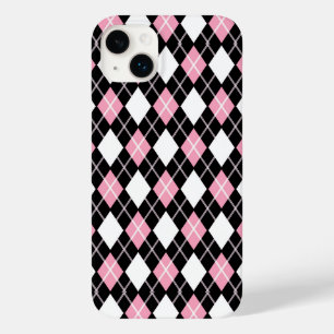 黒とピンクのシームレスパタアーガイルーン Case-Mate iPhone 14 PLUSケース