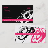 黒とピンクのスウーシュ……プロファイルカード 名刺 (正面/裏面)