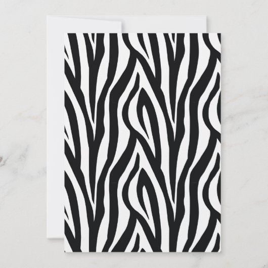 黒とピンクのゼブラの口ひげそりパーティー 招待状 (裏面)