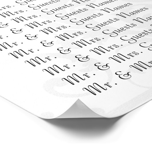 黒とピンクのダマスクのシーティンググラフテーブル番号 ポスター (角)