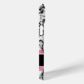 黒とピンクのダマスクグランジパターンのモノグラム Case-Mate iPhoneケース (裏面 / 右)