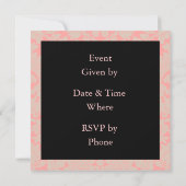 黒とピンクのダマスク 招待状 (裏面)