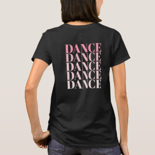 黒とピンクのダンスダンスダンススローガン Tシャツ