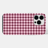 黒とピンクのチェック柄 iPhoneケース (裏面横)