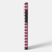 黒とピンクのチェック柄 iPhoneケース (左側面)