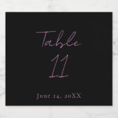 黒とピンクのテーブ結婚ル番号 スパークリングワインラベル (シングルラベル)