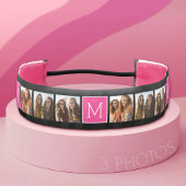 黒とピンクのトレンディー3フォトコラージュ – モノグラム アスレチックヘッドバンド