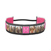 黒とピンクのトレンディー3フォトコラージュ – モノグラム アスレチックヘッドバンド (正面)