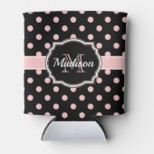 黒とピンクのドット 缶クーラー (正面)