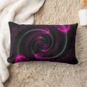 黒とピンクのネオンフラクタルスパイラル ランバークッション (ブランケット)