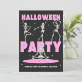 黒とピンクのハロウィンパーティー招待状 招待状 (スタンド正面)