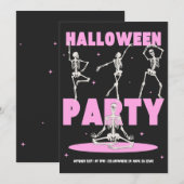 黒とピンクのハロウィンパーティー招待状 招待状 (正面/裏面)