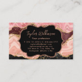 黒とピンクのフェイクグリッターシーケンズアゲート 名刺 (裏面)