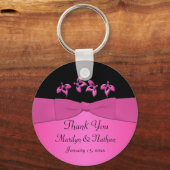 黒とピンクのフローラキーチェーン キーホルダー (正面)