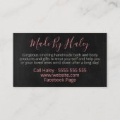 黒とピンクのフローラ手作りスパバス&体 名刺 (裏面)