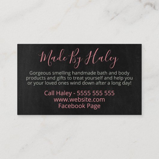 黒とピンクのフローラ手作りスパバス&体 名刺 (裏面)