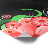 黒とピンクのフローラDIY 13テーブル座席表 ポスター (角)