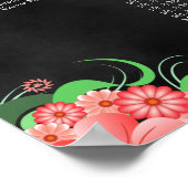 黒とピンクのフローラDIY 14テーブル座席表 ポスター (角)