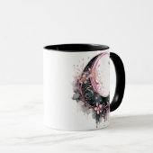 黒とピンクのボヘミアン三日月ハロウィーン マグカップ (正面右)