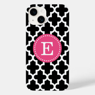 黒とピンクのモロッコモダンモノグラム Case-Mate iPhone 14ケース