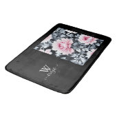 黒とピンクのヴィンテージ美しい庭の花 バスマット (アングル)