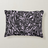 黒とピンクの大理石の抽象芸術パターンスローピロ アクセントクッション (裏面)