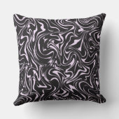 黒とピンクの大理石の抽象芸術パターンスローピロ クッション (裏面)