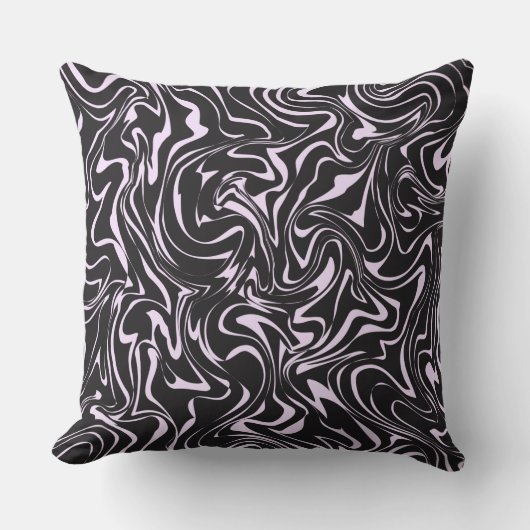 黒とピンクの大理石の抽象芸術パターンスローピロ クッション (正面)