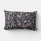 黒とピンクの大理石の抽象芸術パターンスローピロ ランバークッション (裏面)
