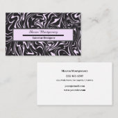黒とピンクの大理石の液体の旋回パターン 名刺 (正面/裏面)