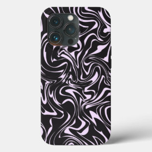 黒とピンクの大理石抽象芸術パターン iPhone 13 PROケース