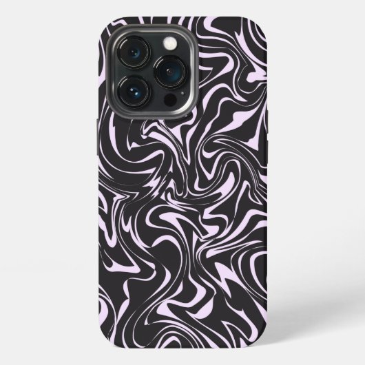黒とピンクの大理石抽象芸術パターン iPhoneケース (裏面)
