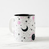 黒とピンクの天日月星 ツートーンマグカップ (正面左)