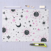 黒とピンクの天日月星 薄葉紙 (クラフト)