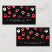 黒とピンクの子犬のポープリント 名刺 (正面/裏面)